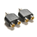 2x RCA Y Splitter Audio Video Plug Converter Cable Adapter 1 Male to 2 Female ES