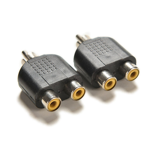 2x RCA Y Splitter Audio Video Plug Converter Cable Adapter 1 Male to 2 Female ES