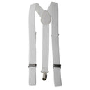 Lady Woman Adjustable Metal Clamp Elastic Suspenders Braces - White