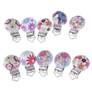 10Pcs Wood Home Baby Round Pacifier Clip Metal Holders Flower