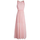 Sexy Women Dinner Party Halter Pleated Floor Length Long Dress Pink M A