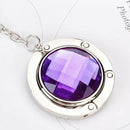 Round Rhinestone Purse Handbag Hanger Hook Folding Hanger Holder w/ Keychai B5L2