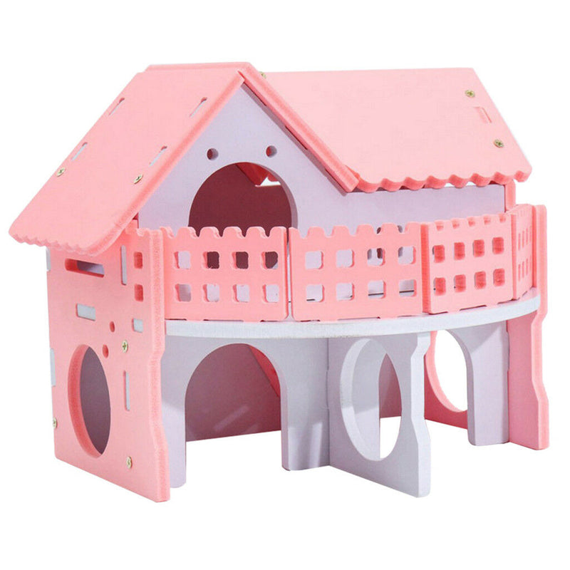 Hamster Hideout House Villa Cages for Small Animal, Wooden Hut House Bedding