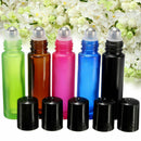 5x 10ml Gradient Glass Roll on Bottle Metal Roller Ball Essential Oil Bottles