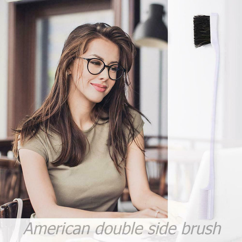 Double Side Hair Edge Brushes Hair Comb Beauty Hairdressing Tools (White) A