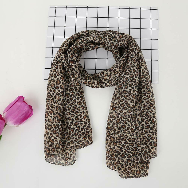 Women Fashion Leopard Printed Scarf Autumn Chiffon Long Shawls Scarves