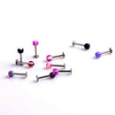 Mix Color Labret Balls Lip Tragus ring Ear Stud Bars Kit 10pcs P1317
