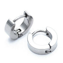 Pair Mens Hoop Huggie Earrings Titanium Steel 4mm x 7mm White O6Q6