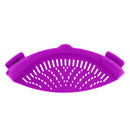 Kitchen Silicone Food Strainer Veggies Fruits Colander for Pots Pans Purple