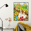 5D DIY Diamond Painting Flower Dog Full Round Rhinestone Wall Art (B3286)