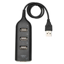 USB Hub 5Mbps High Speed Multi USB 2.0 Adapter 4 Port Splitter (Black) A