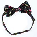 Stylish Black Bottom with Colorful Musical Note Design Bow Tie For Men