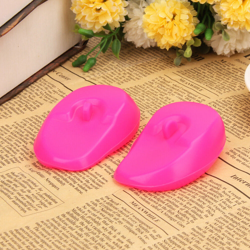 2pcs Salon Hair Dye Ear Covers Earmuffs Prevent from Stain (Rose Red) A