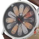 Simple Owl Leather Band Analog Quartz Vogue Wrist Watch brown J6Q3