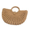 Straw Bag Paper Rope Round Bucket Hollow Woven Bag Retro Casual Belt Buckle H2S1