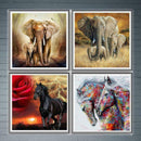 4 Pack Elephant Horse DIY 5D Diamond Painting Kits Full Drill Cross Stitch Decor