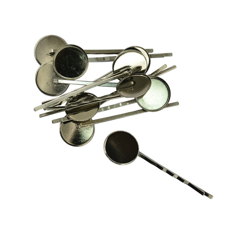 30Pcs Hair Slide With Pad Clips Cabochon Setting Blanks Tray DIY Findings