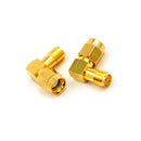2Pcs RP-SMA Male To RP-SMA Female Male Pin Right Angle RF Connector Adapter MO