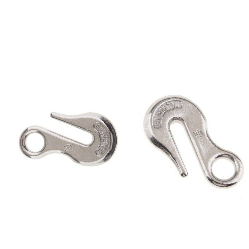 2PCS 1/4IN Forged Stainless Steel Hook Safety Latch Eye Hook Tow Crane Lift