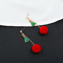Christmas Tree Drop Dangle Earrings Chain Pom Pom Ear Studs Jewelry Gift Wo â„–[