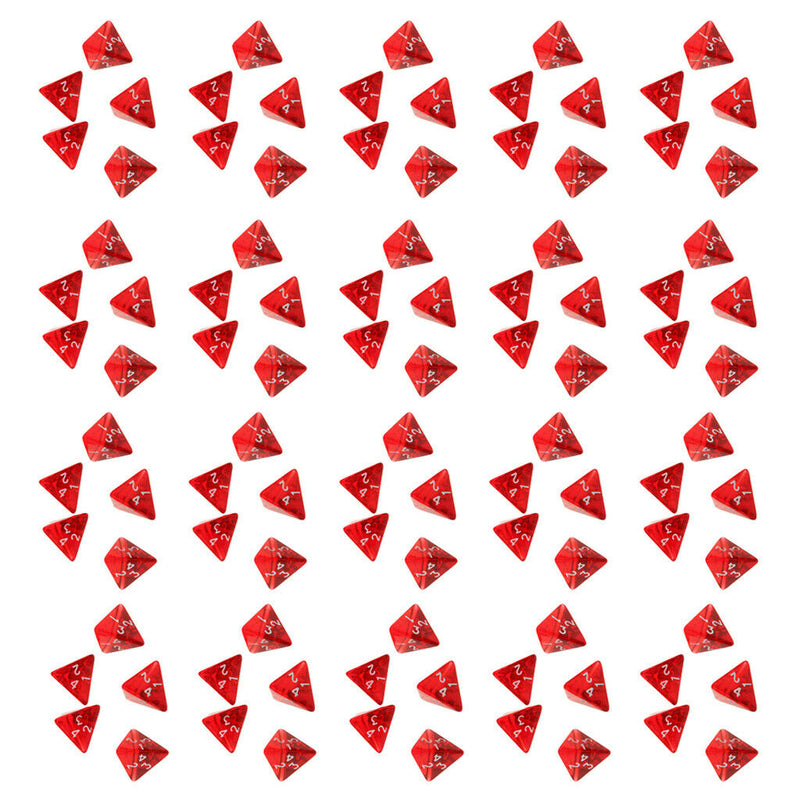100 Dice Multi-Played D4 Dice for Role Playing Games - Red