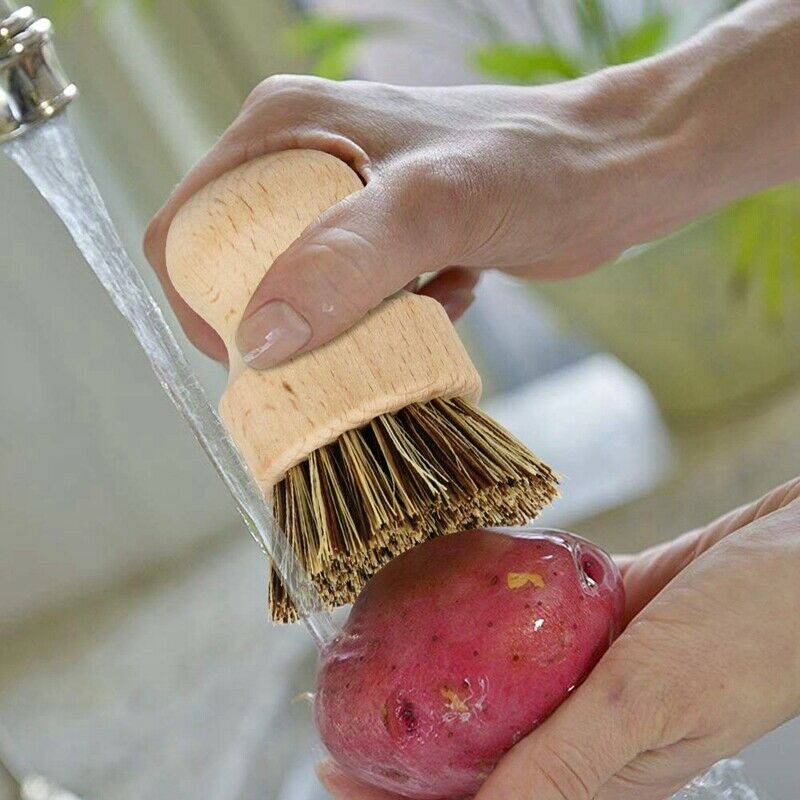 Plant Based Cleaning Brush Set 4 Piece, Beech Wood and Coconut Bristle Wood C9D6