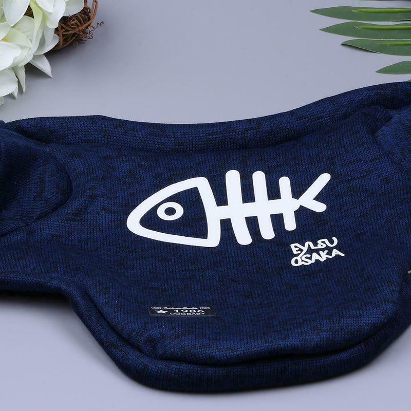 Puppy Pet Dog Fish Bone Sweater Winter Warm Sweater Coat Costume Apparel L A