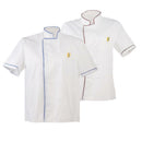 2/pack Unisex Chef Jacket Coat Short Sleeve Kitchen Uniform Double Breasted