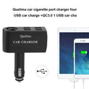 Quelima QC 3.0 4USB Car Charger+ Cigarette Lighter Socket Splitter Power Adapter