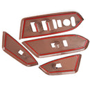 4Pcs Car Grain Inner Window Switch Panel Cover Trim Plastic Peach Wood Fit
