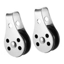 2pcs Durable Fixed Eye Pulley Block 316 Stainless Steel Pulley Roller Boat
