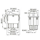 Double boat rocker switch 6 Pin On-Off with green light 20A 125VAC KCD6 Kw