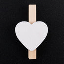 Small Mini Wooden Clothes Pegs / Decorative Pegs with Hearts , White W9F6