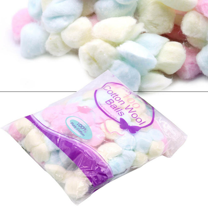 100x Colorful Nail Polish Remover Cotton Balls UV Gel Manicure Removing Wipes