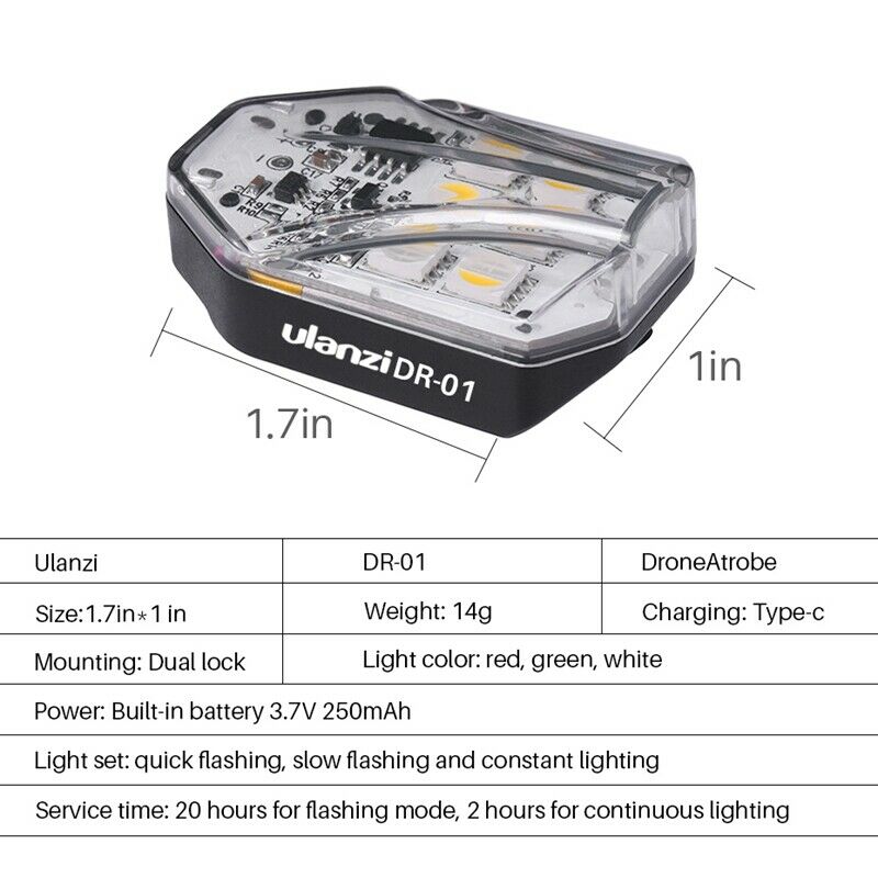 Ulanzi DR-01 RGB Drone Strobe Light Anti-Collision Lighting Night Flight IndT3V1
