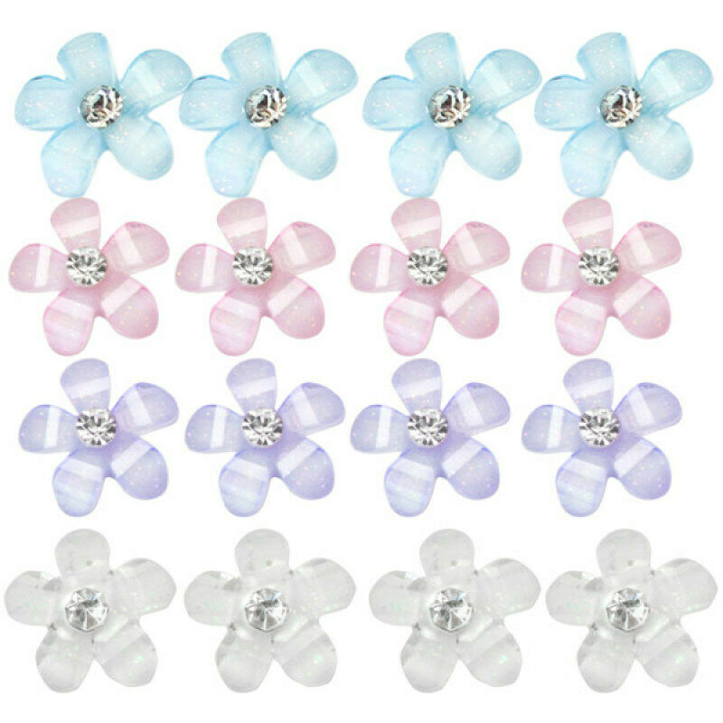 50Pcs Flower Design Nail Art Tips Shiny Rhinestone Decoration Manicure for Girls