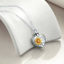 Heart Shaped Sunflower Pattern Pendant Necklace Ashes Necklace