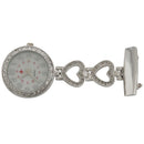 Ladies Heart Steel Crystal Nurse Doctor Paramedic Tunic Brooch Quartz FOB P B6Q4