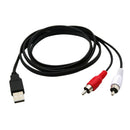 USB Male A to 2 RCA AV A/V TV Adapter Cord Cable Connector