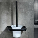 Black Wall Mounted Bathroom Cleaner Kit Space Aluminum Toilet Brush Holder