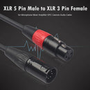 2pcs XLR Cable 5 Pin Male to 3 Pin Female Extension Cables for Microphone Mixer