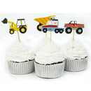 24pcs Cake Dessert Inserted Cards Car Tractor Pattern 9cm KidsPartyDecorationsSD