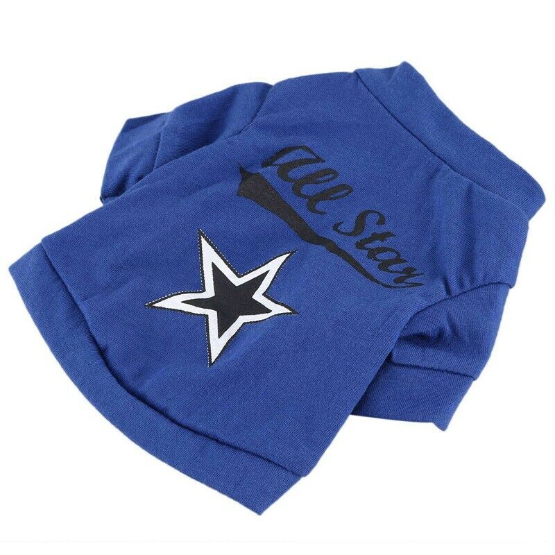 Cute little pet T shirt puppy cat apparel dog clothes best star print blue  K2H7