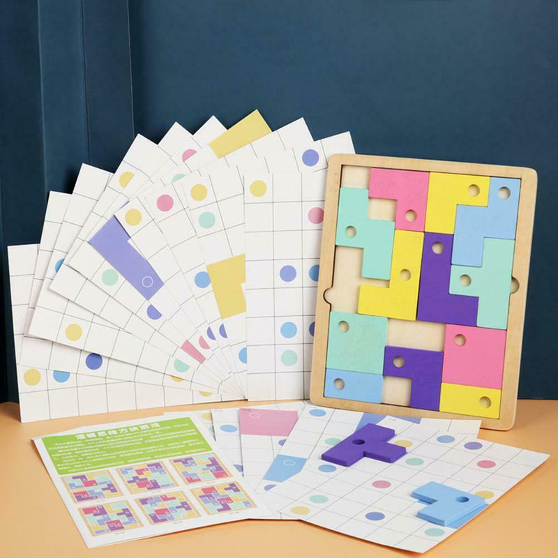 Kids Russian Box Wood Macaron Jigsaw Matching Desktop Game Infant Education Toys