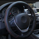 Auto Car 38CM Steering Wheel Cover Protector PU Leather Anti-skid Black with Red