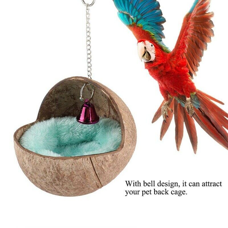 Bird Nest Hanging Natural Coconut Shell Birds House Hut Breeding Nesting Bi
