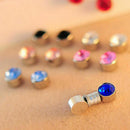12 Pair Mixed Size Multi-Color Crystal Rhinestone Magnetic Earrings Ear Stud