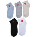 1pair Socks Women Red Heart Pattern Soft Breathable Cotton Socks OZ