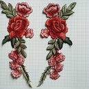 1Pair Rose Flower Applique Badge Embroidered Sew on Floral Collar Patch Dress