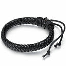 Retro Men Women Leather Black Surfer Wrap Adjustable Bangle Cuff Rope Bracelet